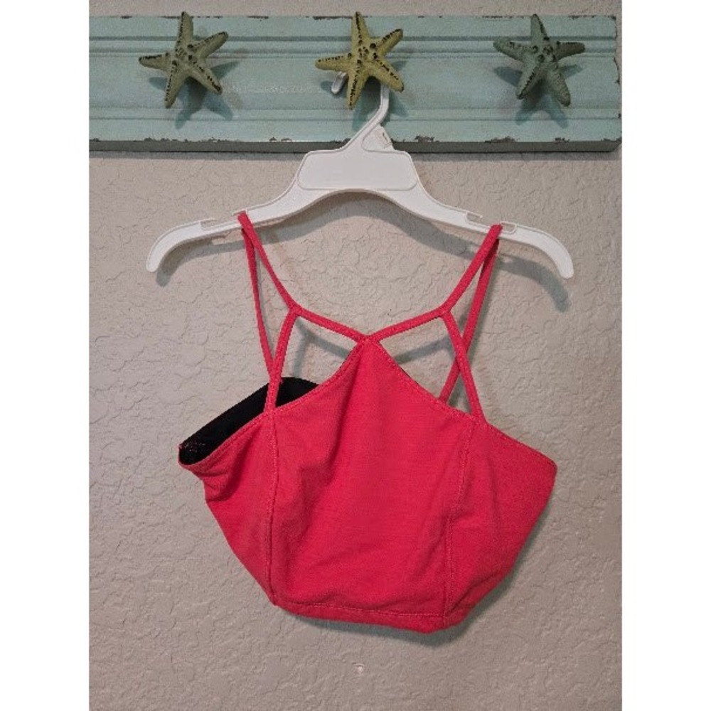 Free People Movement Strappy Cage Neck Sports Bra Neon Pink XS